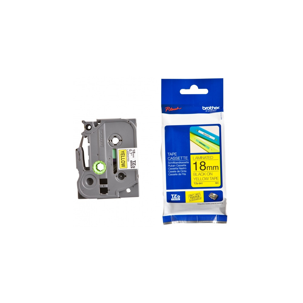 Brother TZe-641 (TZE641) 18mm, 8m, Geltona, juoda juostelė