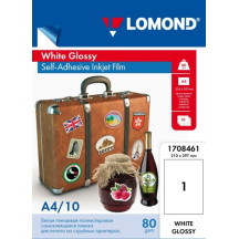 Lipni poliesterio plėvelė Lomond PET Film rašaliniams sp., Balta Blizgi, A4, 10 lapų