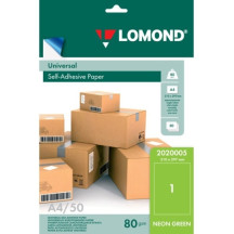 Lipnus popierius lipdukams Lomond Self-Adhesive Universal Labels, 1/210x297, A4, 50 lapų, Green neon