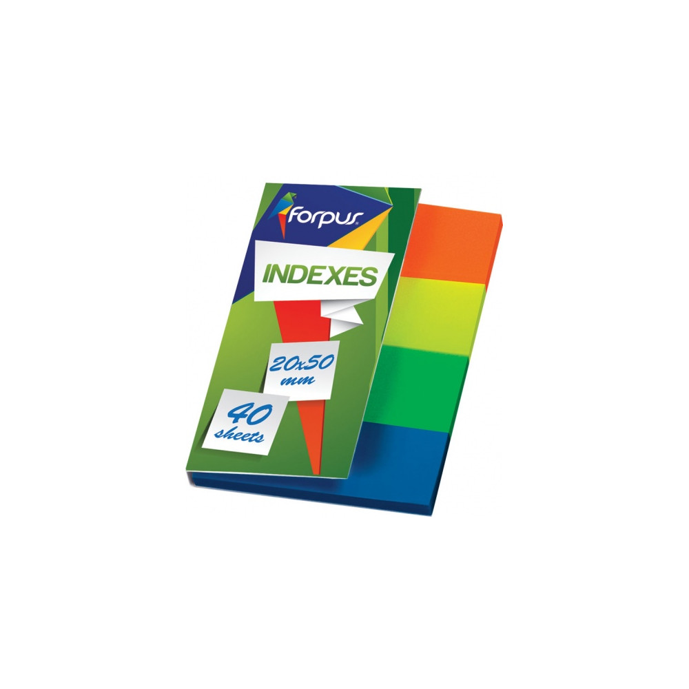 Indeksai Forpus, 20x50mm, spalvoti, plastikiniai (4x40)