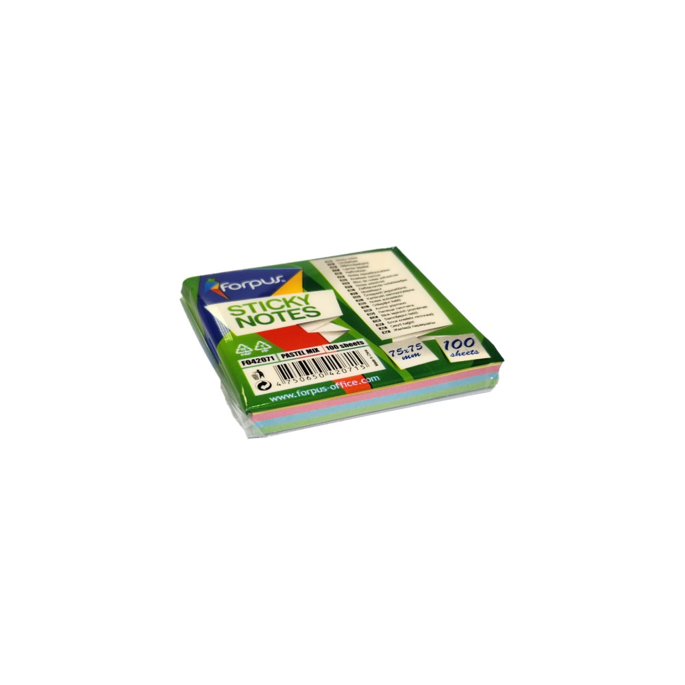 Lipnūs lapeliai Forpus, 75x75mm, 4-ių pastelinių spalvų miksas (1x100)