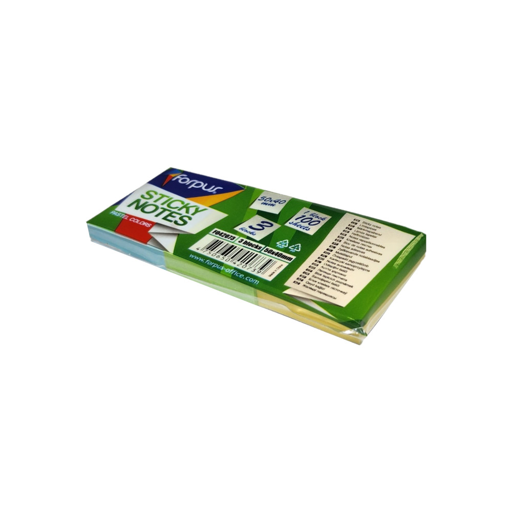 Lipnūs lapeliai Forpus, 40x50mm, 3-jų pastelinių spalvų (3x100)