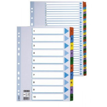 Skiriamieji lapai Esselte Mylar, A4, 1-12 skaičiai, spalvoti