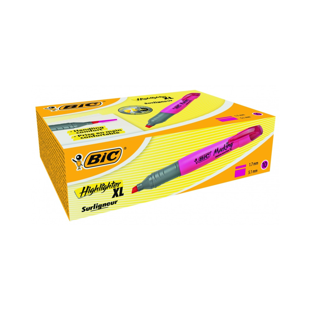 Bic Teksto žymeklis Highlighter XL 2-5 mm, rožinis, pakuotėje 10 vnt. 247130