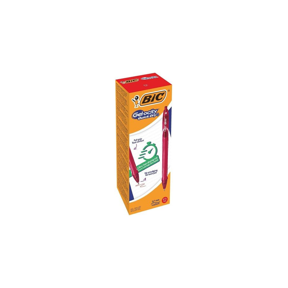 Bic Gelinis rašiklis Gel-Ocity Quick Dry, raudonas, pakuotėje 12 vnt. 494671