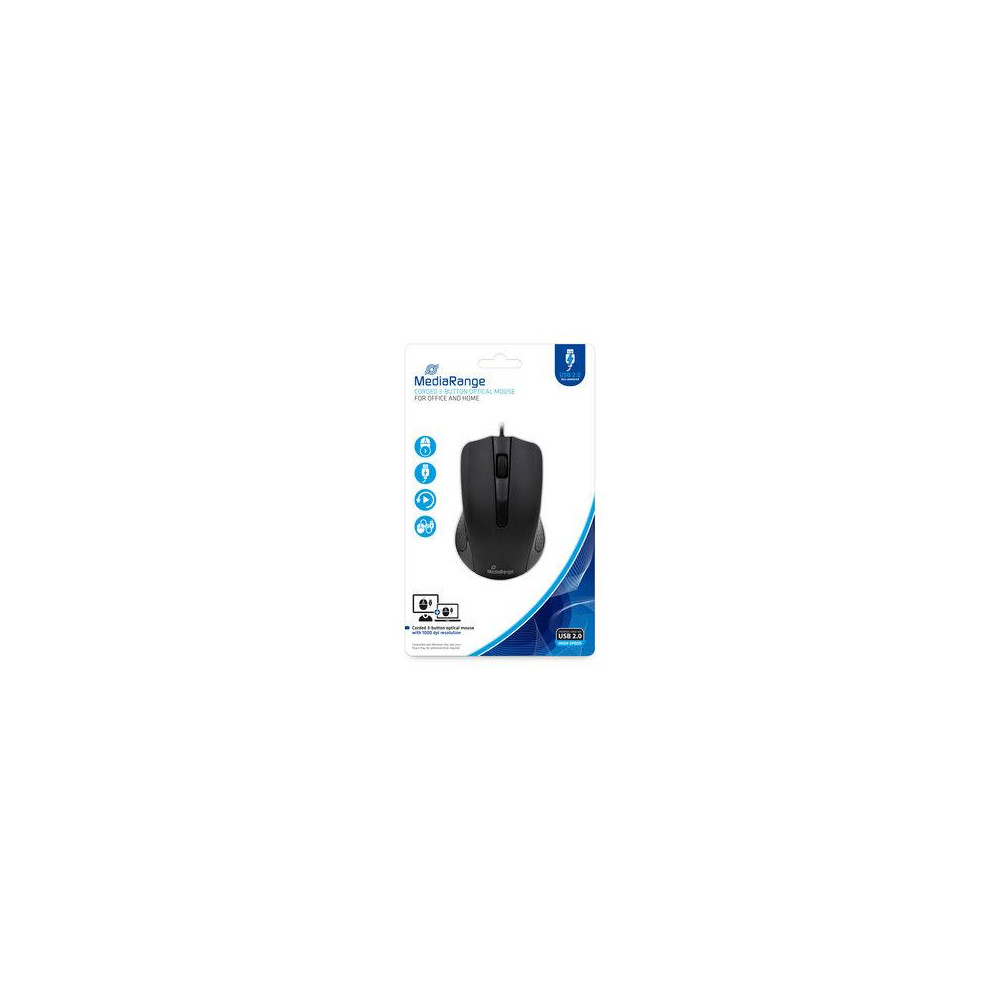 MOUSE USB OPTICAL BLACK/3-BUTTON MROS210 MEDIARANGE