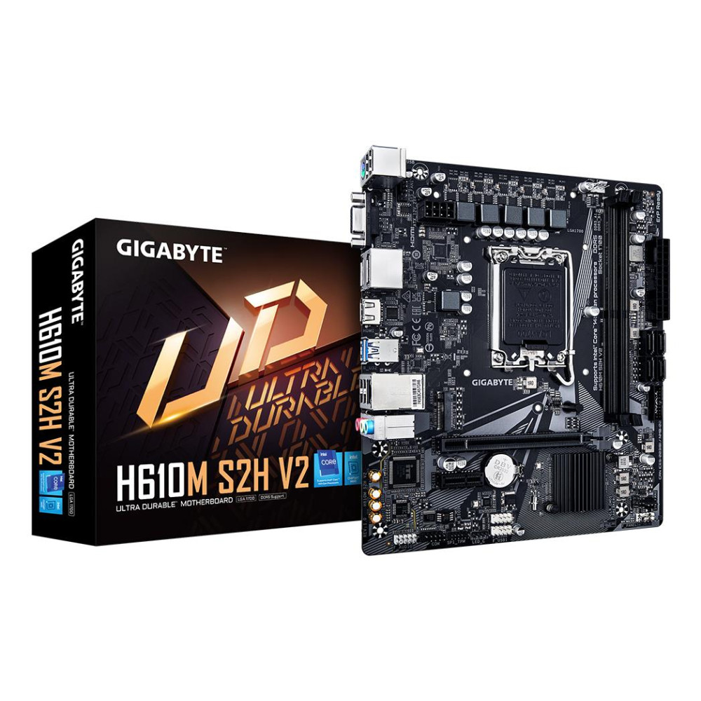 Mainboard|GIGABYTE|Intel H610|LGA1700|Micro-ATX|Memory DDR5|Memory slots 2|1xPCI-Express 3.0 1x|1xPCI-Express 4.0 16x|1xM.2|1x15