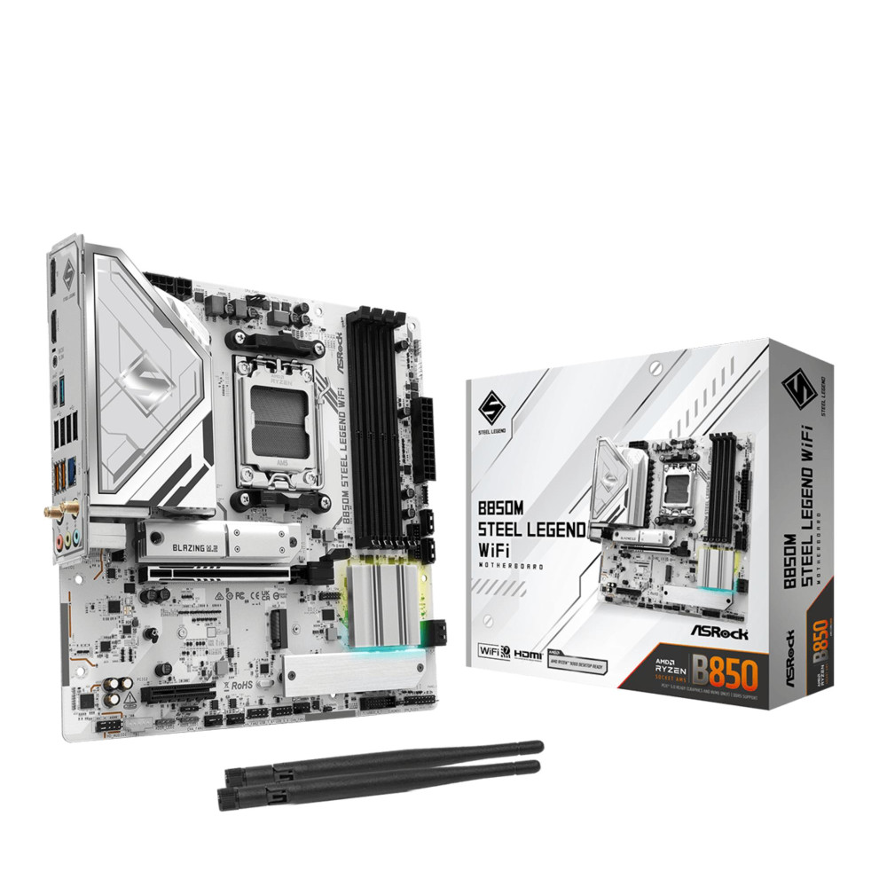 Mainboard|ASROCK|AMD B850|SAM5|Micro-ATX|Memory DDR5|Memory slots 4|4xPCI-Express 4.0 4x |1xPCI-Express 5.0 16x|1xM.2|1xHDMI|1xD