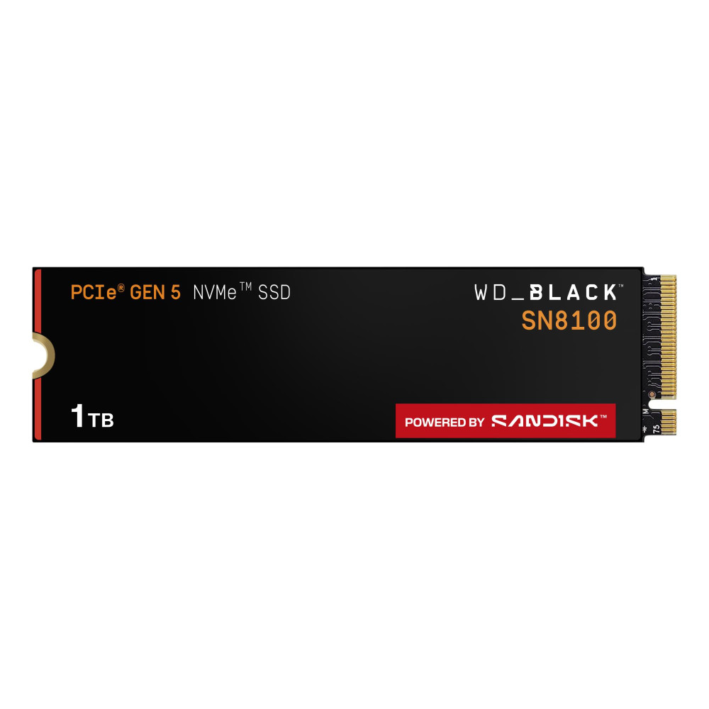 SSD|SANDISK|2400xTBW rating|NVMe Yes|PCI Express 5.0|M.2|1000 GB|POWERED BY SANDISK|Black SN8100|WDS100T1X0M