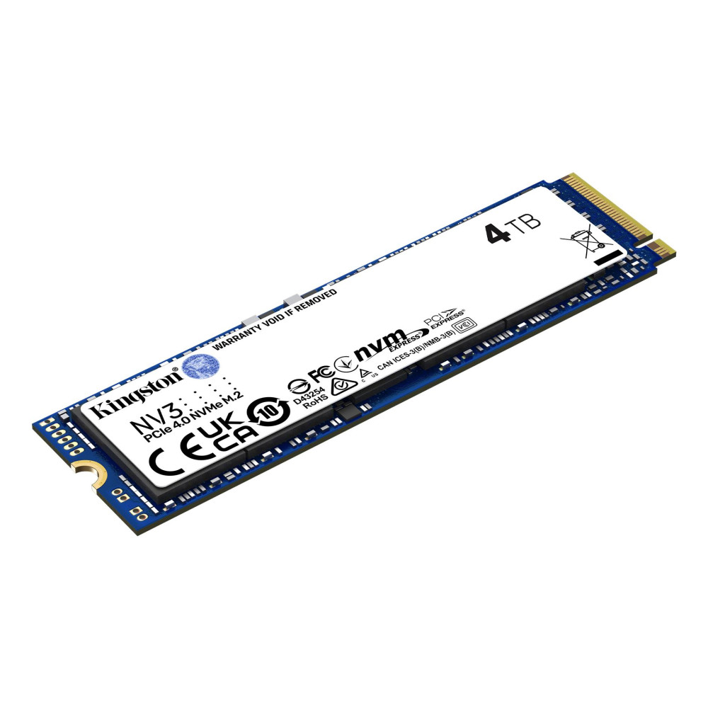 SSD|KINGSTON|NV3|4TB|M.2|PCIE|3D NAND|Write speed 5000 MBytes/sec|Read speed 6000 MBytes/sec|MTBF 200000 hours|SNV3S/4000G