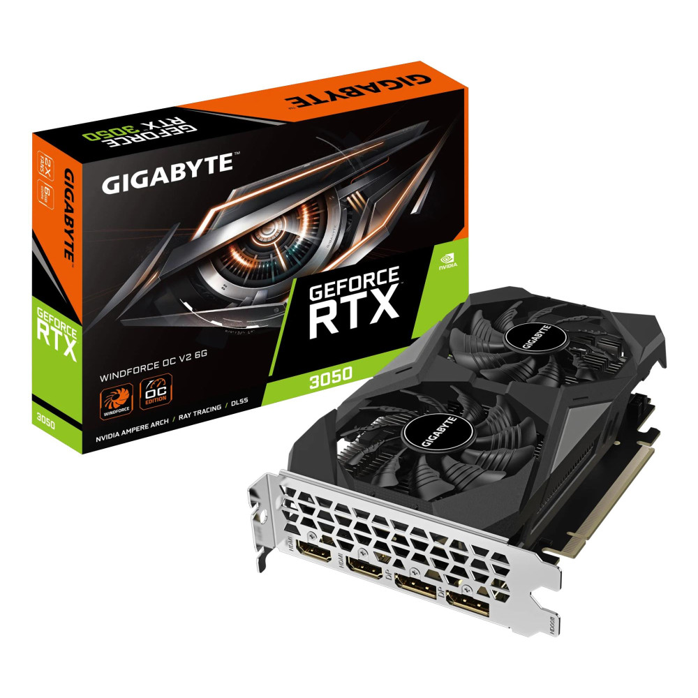 Graphics Card|GIGABYTE|NVIDIA GeForce RTX 3050|6 GB|GDDR6|96 bit|PCIE 4.0 16x|Memory 14000 MHz|GPU 1477 MHz|2xHDMI|2xDisplayPort